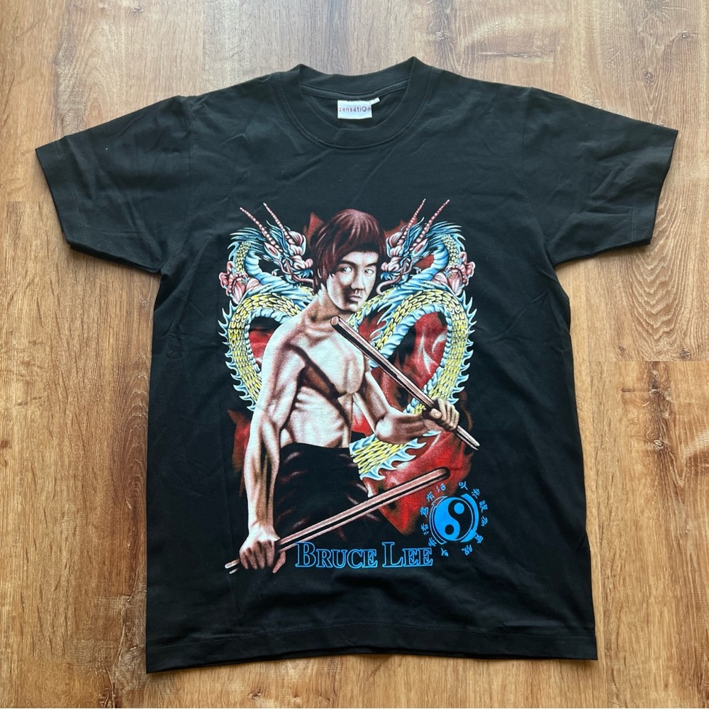 NEW Bruce Lee - Black Shirt - 2 Sided - Color Front/B&W Back - Small - Zensation